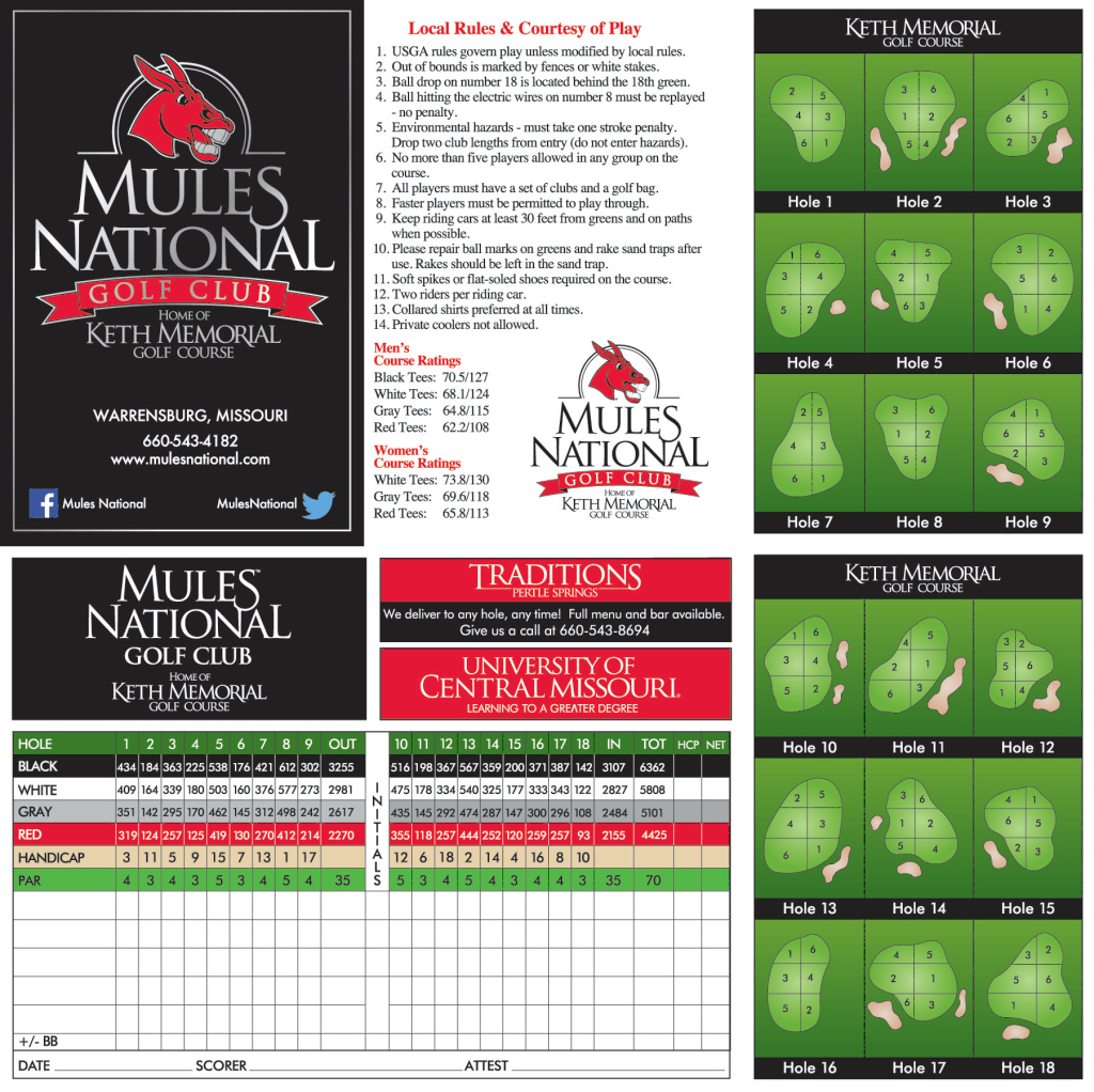 Mules National Golf Club Scorecard
